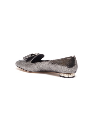  - SALVATORE FERRAGAMO - 'Sarno' refracted heel bow crackled metallic leather loafers