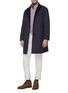 Figure View - Click To Enlarge - BRUNELLO CUCINELLI - Hopsack contrast lapel coat