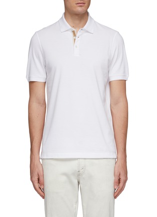 Main View - Click To Enlarge - BRUNELLO CUCINELLI - Stripe placket polo shirt