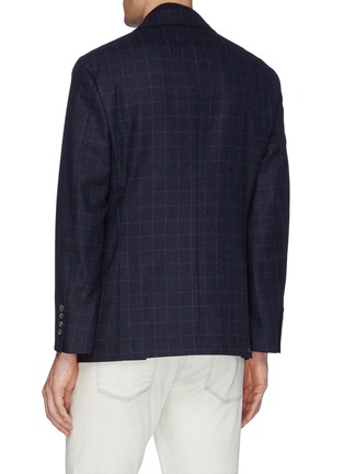 Back View - Click To Enlarge - BRUNELLO CUCINELLI - Windowpane check wool blend soft blazer