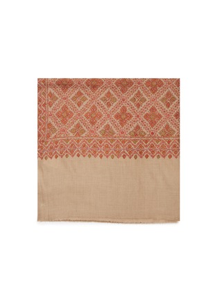 Detail View - Click To Enlarge - AKEE INTERNATIONAL - Geometric leaf embroidered pashmina scarf
