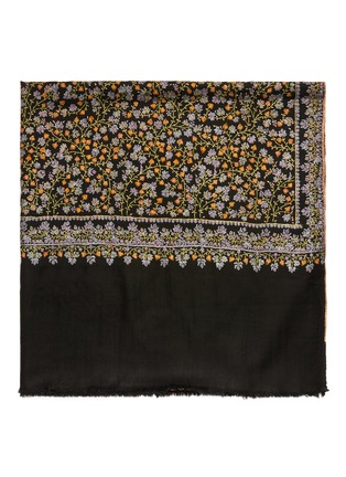 Detail View - Click To Enlarge - AKEE INTERNATIONAL - Leaf embroidered pashmina scarf