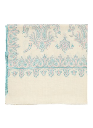 Detail View - Click To Enlarge - AKEE INTERNATIONAL - Geometric botanical embroidered pashmina scarf