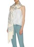 Figure View - Click To Enlarge - AKEE INTERNATIONAL - Geometric botanical embroidered pashmina scarf