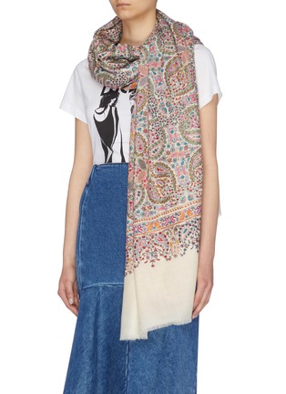 Figure View - Click To Enlarge - AKEE INTERNATIONAL - Paisley floral embroidered pashmina scarf