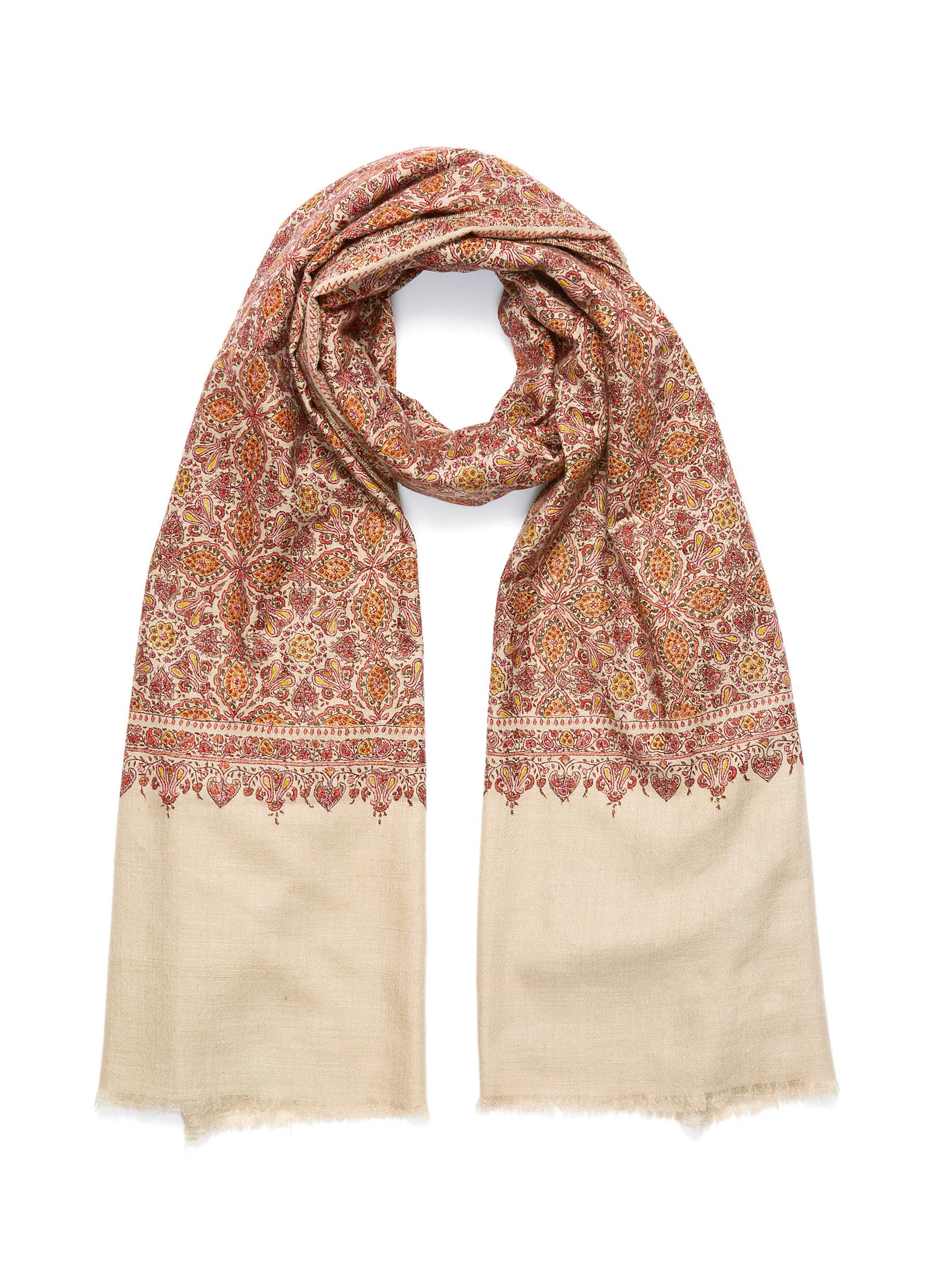 floral embroidered pashmina scarf 