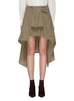 Main View - Click To Enlarge - CHLOÉ - Sash tie waist houndstooth check high-low skirt
