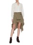 Figure View - Click To Enlarge - CHLOÉ - Sash tie waist houndstooth check high-low skirt