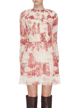 Main View - Click To Enlarge - CHLOÉ - Pleated Toile Du Jouy print silk dress