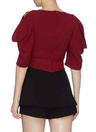 Back View - Click To Enlarge - C/MEO COLLECTIVE - 'Willing' tie front cold shoulder drape top