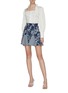 Figure View - Click To Enlarge - C/MEO COLLECTIVE - 'Discretion' check godet flared botanical print skirt