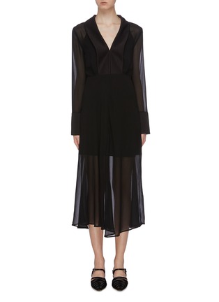 Main View - Click To Enlarge - C/MEO COLLECTIVE - 'Try Again' satin lapel georgette V-neck dress