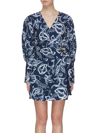 Main View - Click To Enlarge - C/MEO COLLECTIVE - 'Discretion' botanical print mock wrap dress