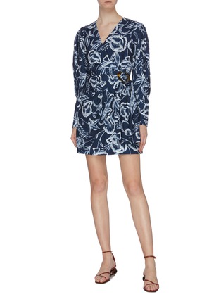 Figure View - Click To Enlarge - C/MEO COLLECTIVE - 'Discretion' botanical print mock wrap dress