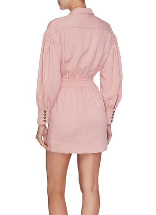 Back View - Click To Enlarge - C/MEO COLLECTIVE - 'Clean slate' zip front bishop sleeve dress