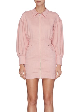 Main View - Click To Enlarge - C/MEO COLLECTIVE - 'Clean slate' zip front bishop sleeve dress