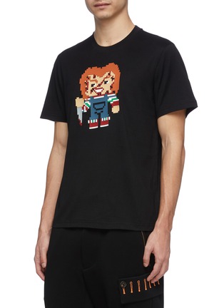 Front View - Click To Enlarge - 8-BIT - Textured scarred man print T-shirt