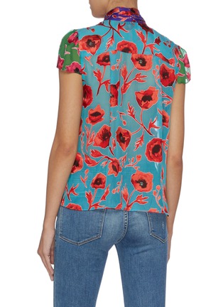 Back View - Click To Enlarge - ALICE & OLIVIA - 'Jeannie' colourblock floral print pussybow top
