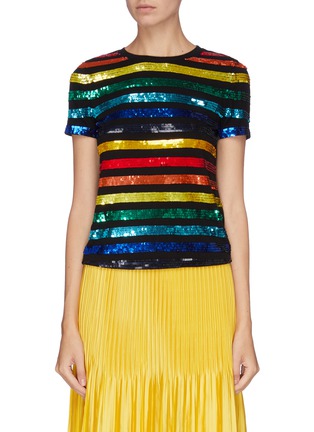 Main View - Click To Enlarge - ALICE & OLIVIA - 'Rylyn' sequin embellished stripe top