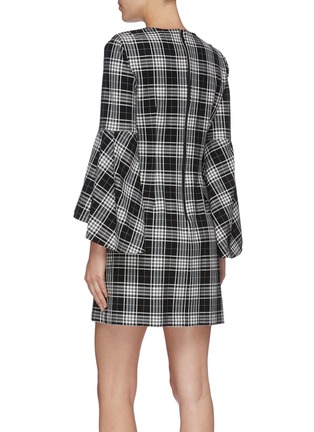 Back View - Click To Enlarge - ALICE & OLIVIA - 'Thym' trumpet sleeve check plaid dress