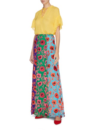 Figure View - Click To Enlarge - ALICE & OLIVIA - 'Aquinnah' floral print panelled colourblock skirt