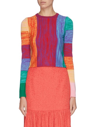 Main View - Click To Enlarge - ALICE & OLIVIA - 'Connie' variegated stripe colourblock wool sweater