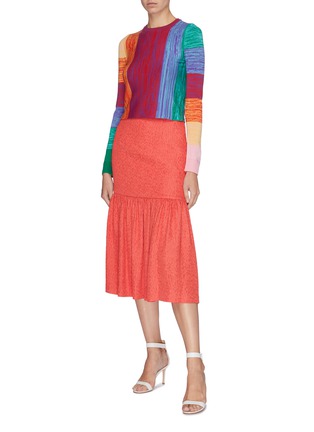 Figure View - Click To Enlarge - ALICE & OLIVIA - 'Connie' variegated stripe colourblock wool sweater