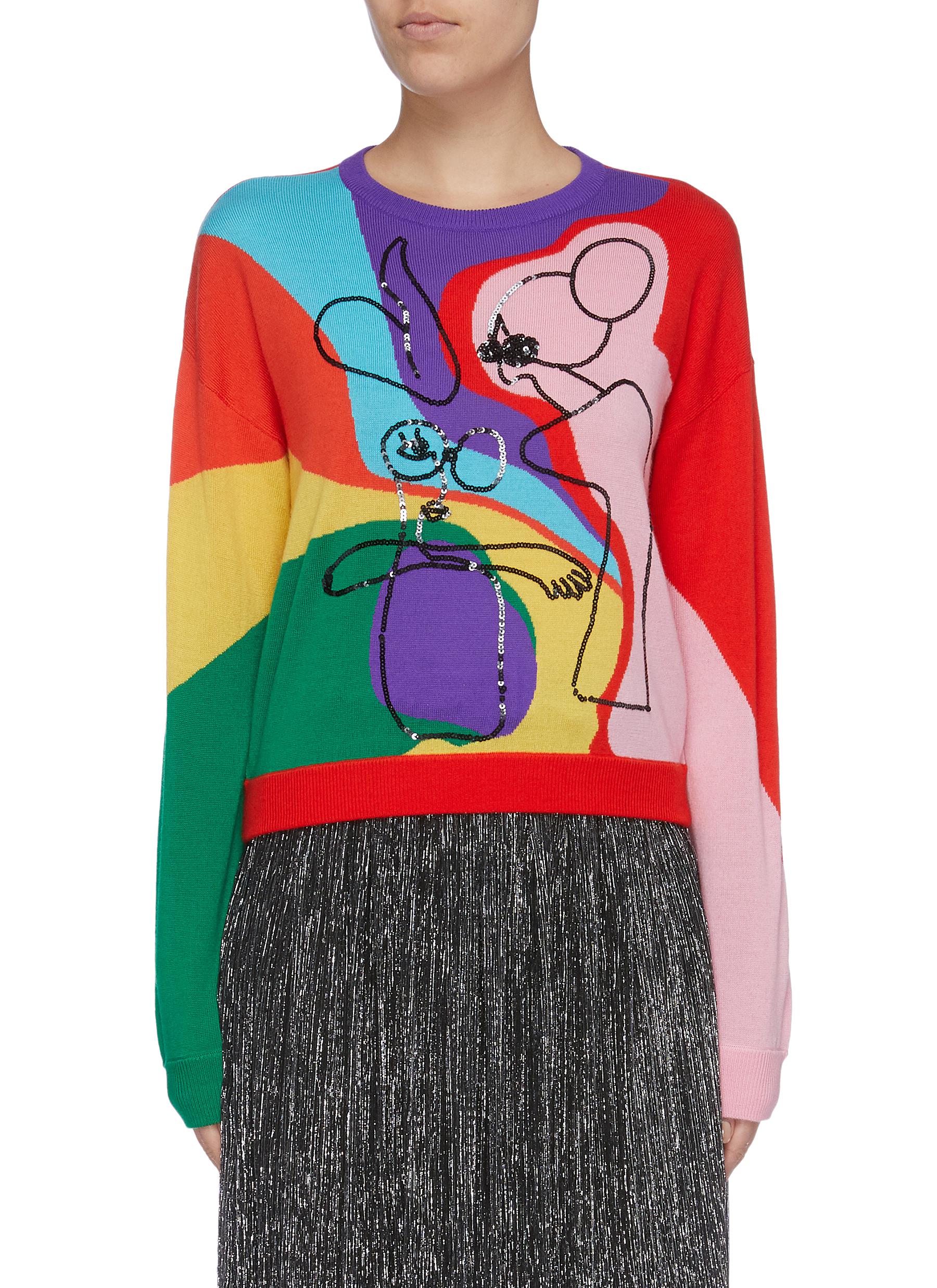 Leena abstract intarsia colourblock sweatshirt by Alice + Olivia