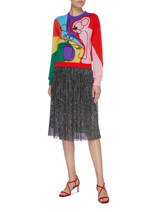 Figure View - Click To Enlarge - ALICE & OLIVIA - 'Leena' abstract intarsia colourblock sweatshirt