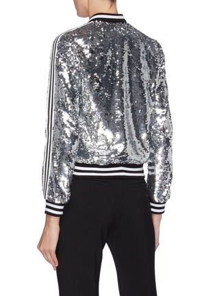 Back View - Click To Enlarge - ALICE & OLIVIA - 'Lonnie' stripe sleeve sequin bomber jacket