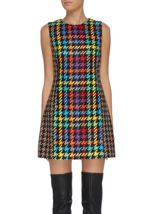 Main View - Click To Enlarge - ALICE & OLIVIA - 'Coley' colourblock houndstooth shift dress