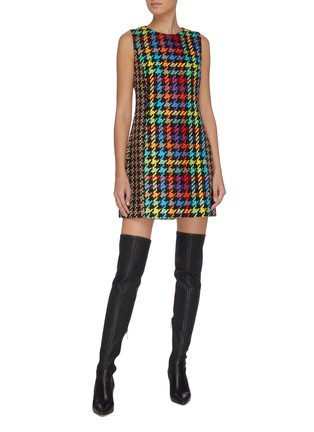 Figure View - Click To Enlarge - ALICE & OLIVIA - 'Coley' colourblock houndstooth shift dress