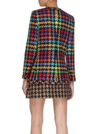 Back View - Click To Enlarge - ALICE & OLIVIA - 'Andreas' frayed edge colourblock houndstooth jacket