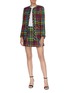Figure View - Click To Enlarge - ALICE & OLIVIA - 'Andreas' frayed edge colourblock houndstooth jacket