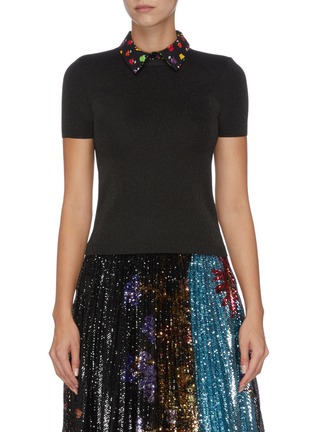 Main View - Click To Enlarge - ALICE & OLIVIA - 'Aster' graphic print collar knit top