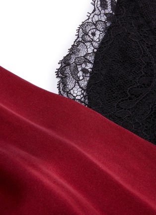 Detail View - Click To Enlarge - ALICE & OLIVIA - Bianca' colourblock lace trim pane silk mini dress