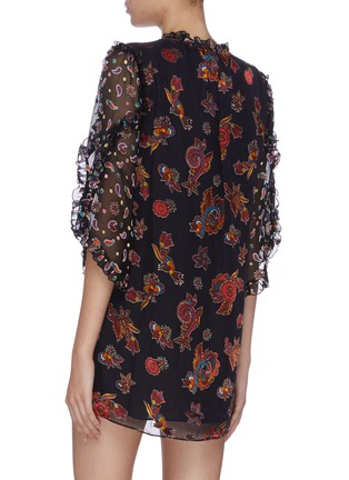 Back View - Click To Enlarge - ALICE & OLIVIA - 'Julius' ruffle sleeve neck tie mixed print dress