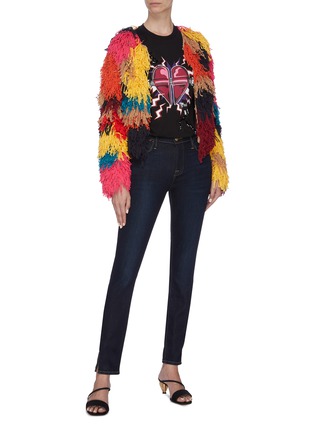 Figure View - Click To Enlarge - ALICE & OLIVIA - 'Fawn' colourblock fringe jacket