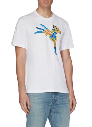 Front View - Click To Enlarge - 8-BIT - Textured kicking fighter print unisex T-shirt