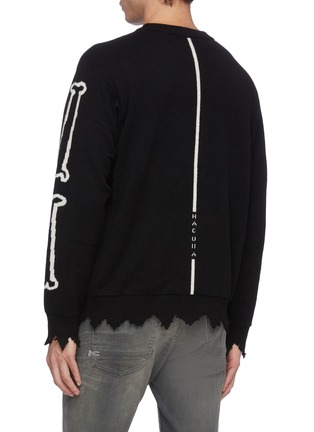 Back View - Click To Enlarge - HACULLA - Bone heart jacquard raw edge wool-cashmere sweater