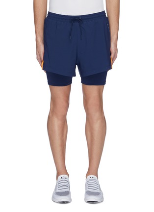 Main View - Click To Enlarge - PARTICLE FEVER - Stripe outseam layered running shorts