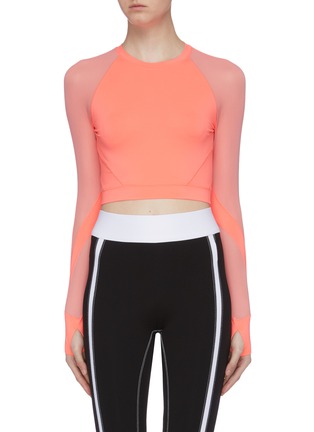 Main View - Click To Enlarge - PARTICLE FEVER - Contrast sleeve cropped performance top