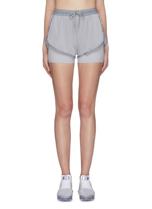 Main View - Click To Enlarge - PARTICLE FEVER - Logo waistband layered mesh Particle Noofuu running shorts