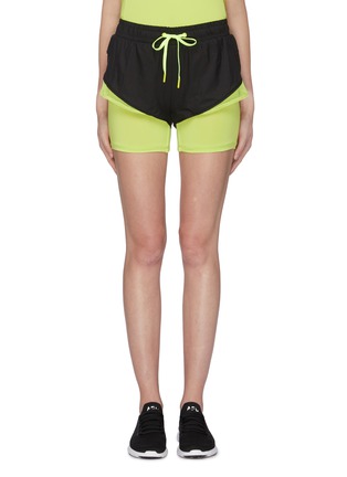 Main View - Click To Enlarge - PARTICLE FEVER - Mesh hem layered running shorts