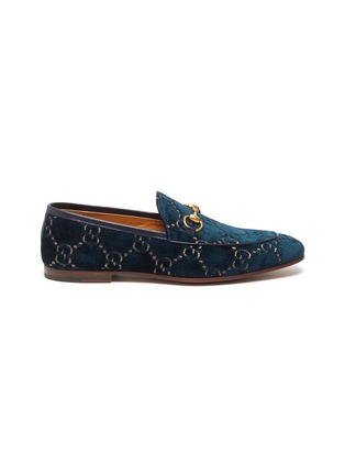 Main View - Click To Enlarge - GUCCI - 'New Jordaan' GG embroidered horsebit velvet loafers
