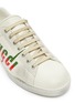 Detail View - Click To Enlarge - GUCCI - 'New Ace' logo print distressed leather sneakers