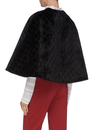 Back View - Click To Enlarge - GUCCI - GG jacquard flared velvet poncho