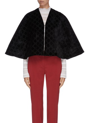 Main View - Click To Enlarge - GUCCI - GG jacquard flared velvet poncho