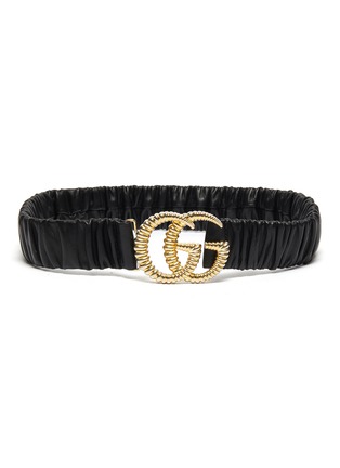 Main View - Click To Enlarge - GUCCI - GG buckle ruched leather belt