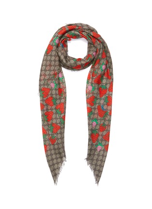 Main View - Click To Enlarge - GUCCI - GG logo strawberry print modal-silk scarf